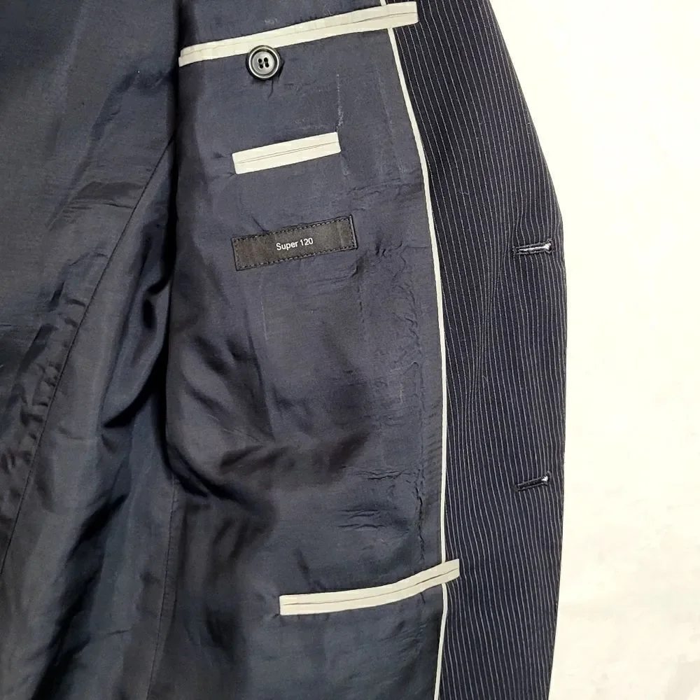 Hugo Boss Super 120 Pinstripe Two Button Virgin Wool Blazer‎ Size 40R
